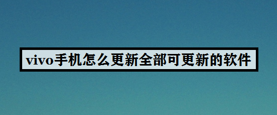 vivo手机怎么更新全部可更新的软件