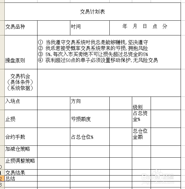 如何做一份自己的投资交易计划表