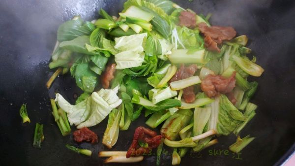 葱油白菜滑肉片