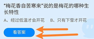 “梅花香自苦寒来”说的是梅花的哪种生长特性？