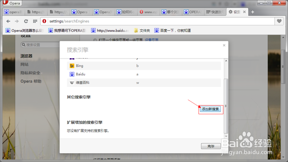 opera浏览器设置默认搜索引擎