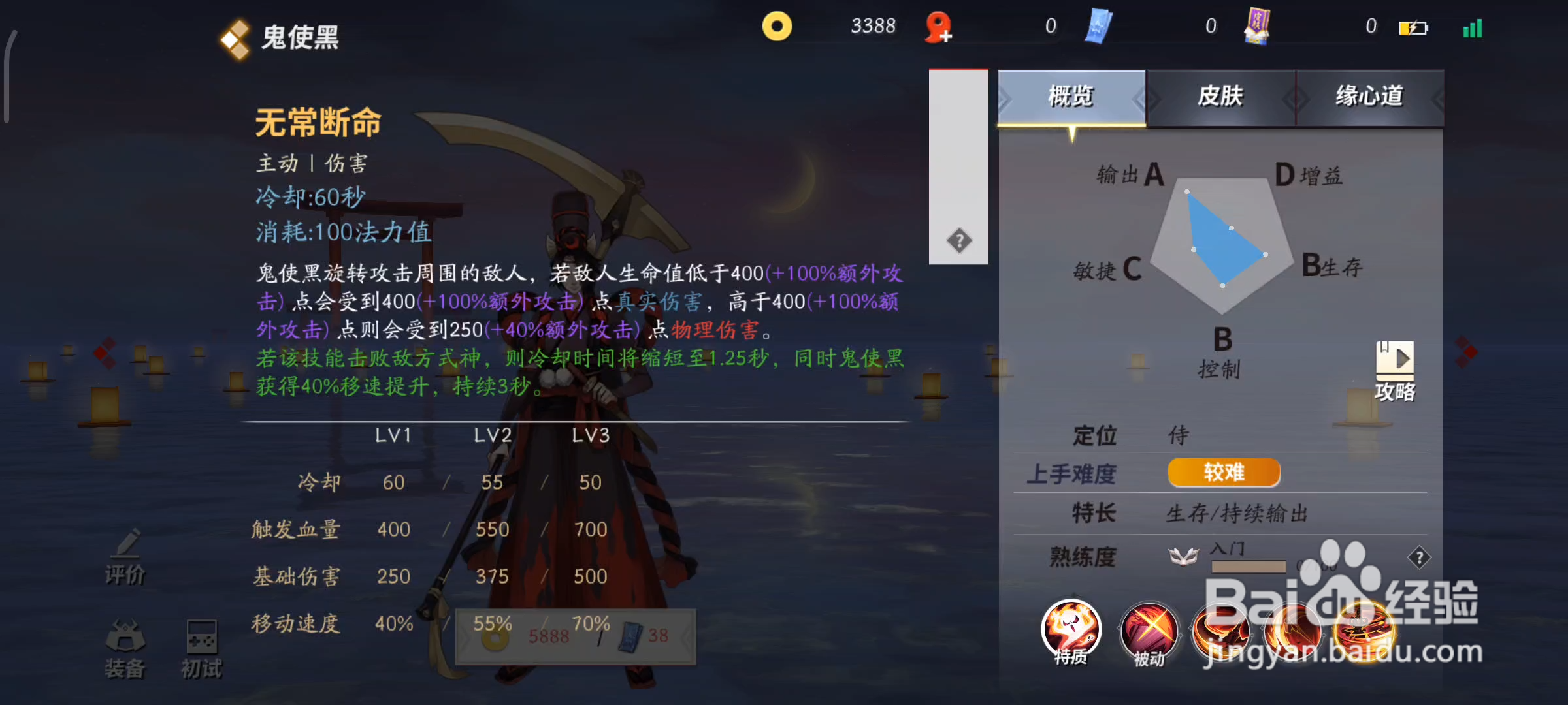 鬼使黑《决战！平安京》中技能是什么