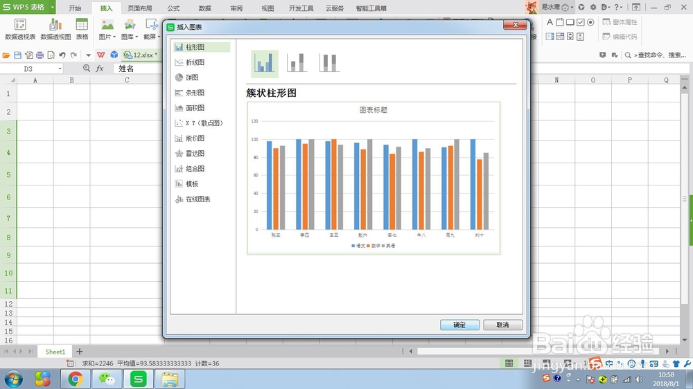 WPS表格数据变图表
