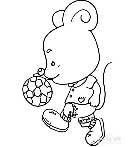 简笔画：踢足球的小老鼠绘画步骤