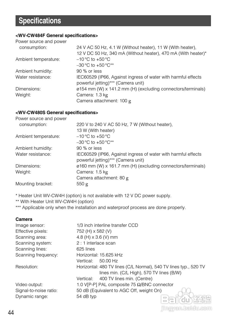 松下WV-CW480S模拟摄像机使用说明书:[5]