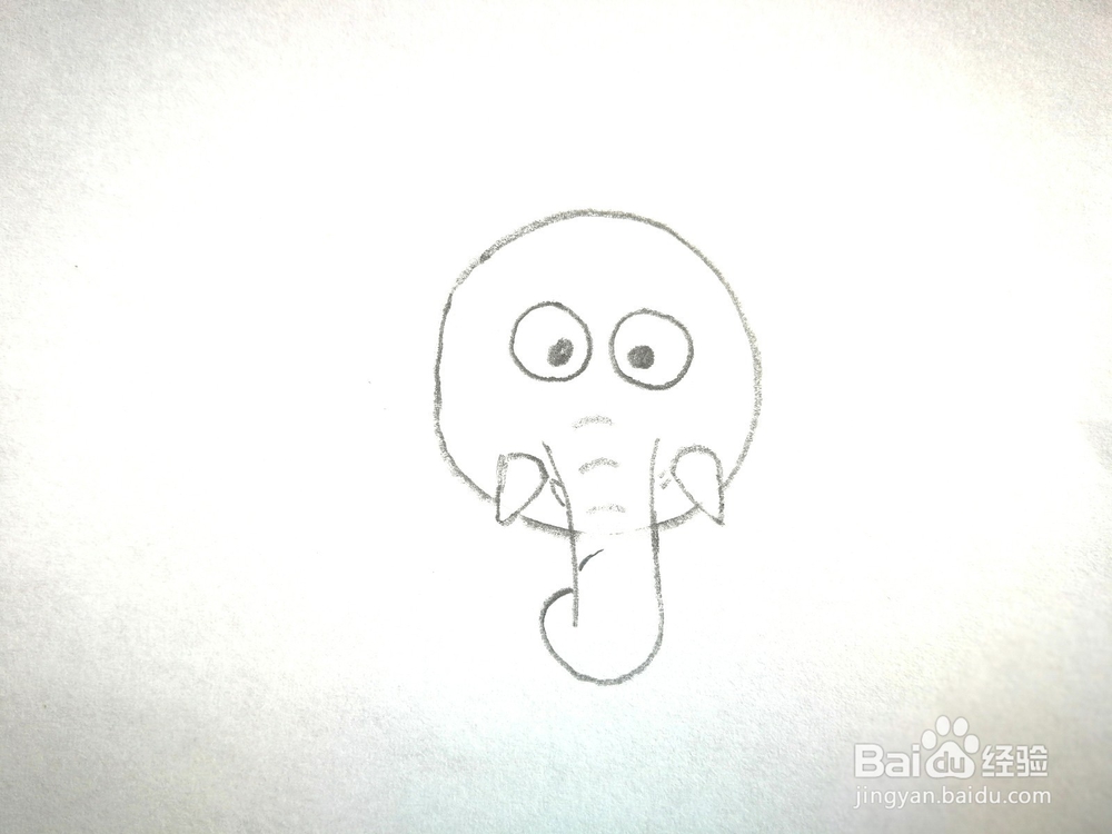 卡通小象的铅笔画画法