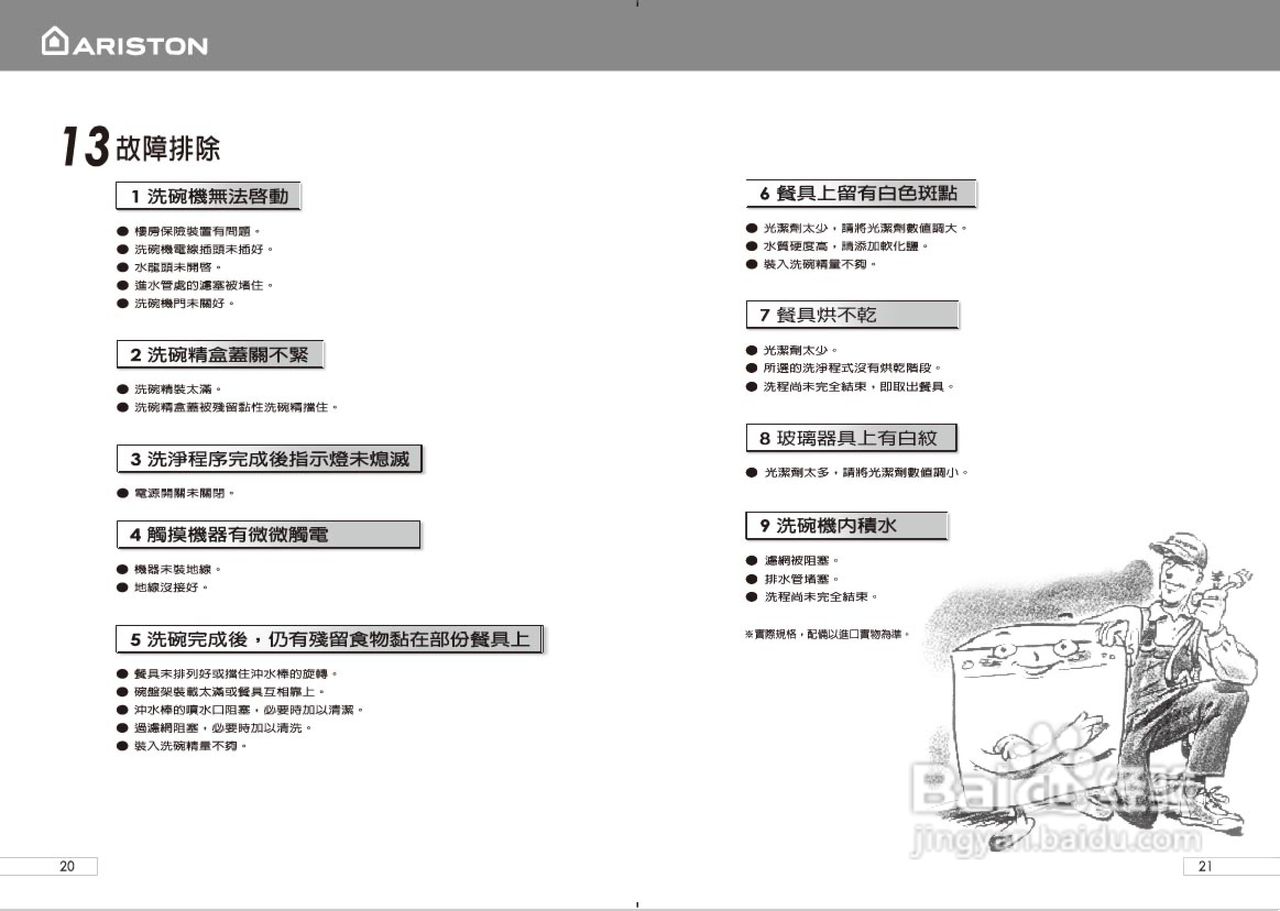 阿里斯顿L63-LL65-LV650洗碗机说明书