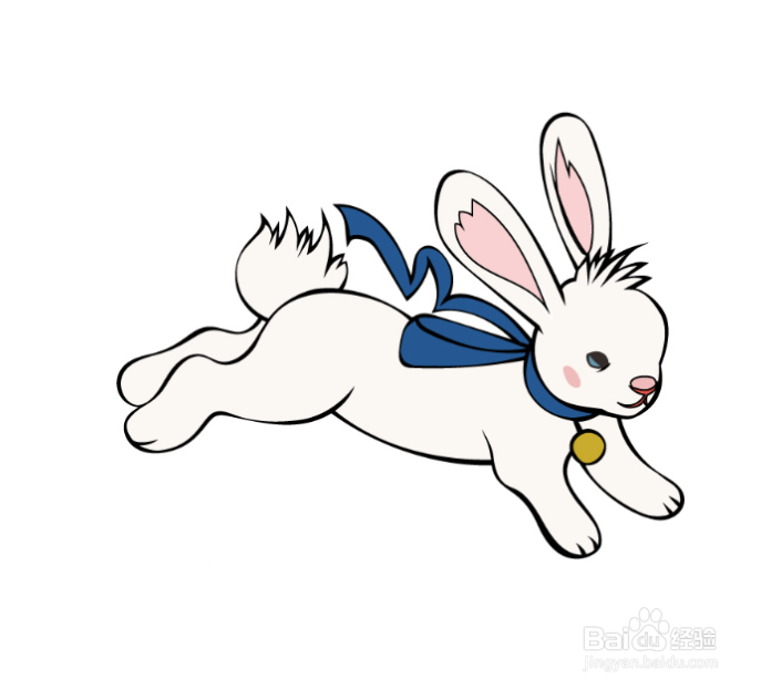 跑步的兔子简笔画彩色图片