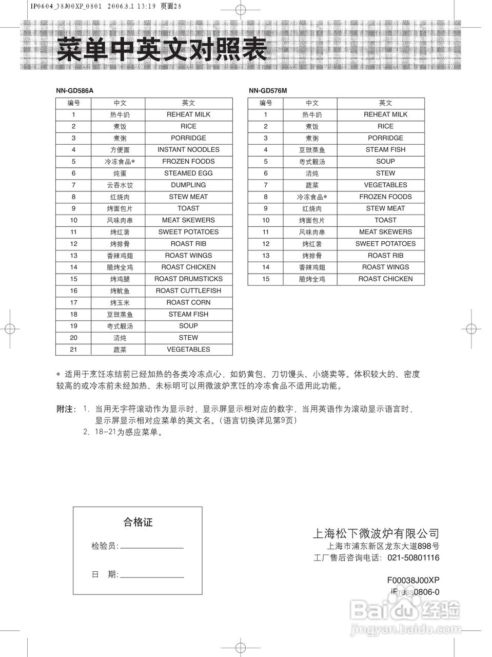 松下微波炉NN-GD576M型使用说明书:[3]