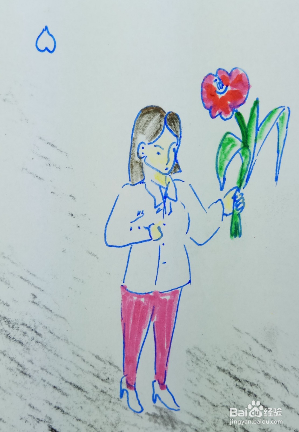 怎样画儿童简笔画拿起一朵漂亮的鲜花？