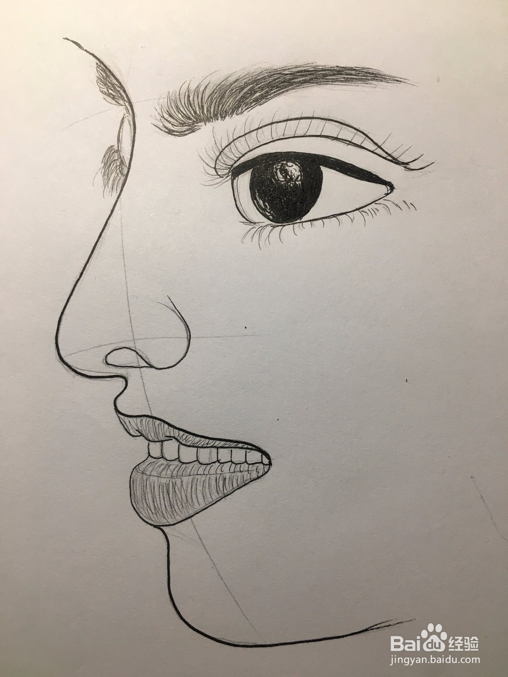 画女人的侧脸 画眼睛鼻子嘴唇 人脸简笔画