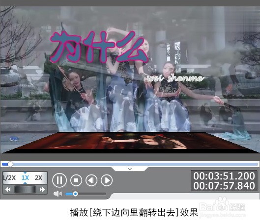 如何为视频添加绕下边向里翻转出去特效