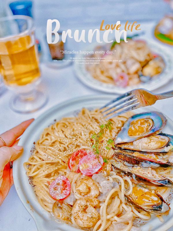 奶油青口贝意面