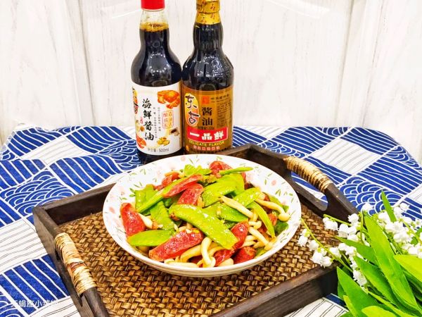 荷兰豆白玉菇炒腊肠
