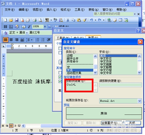 Word2003教程：如何设置自定义Word中的快捷键
