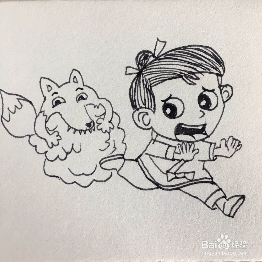 简笔画狼来了的故事怎么画？