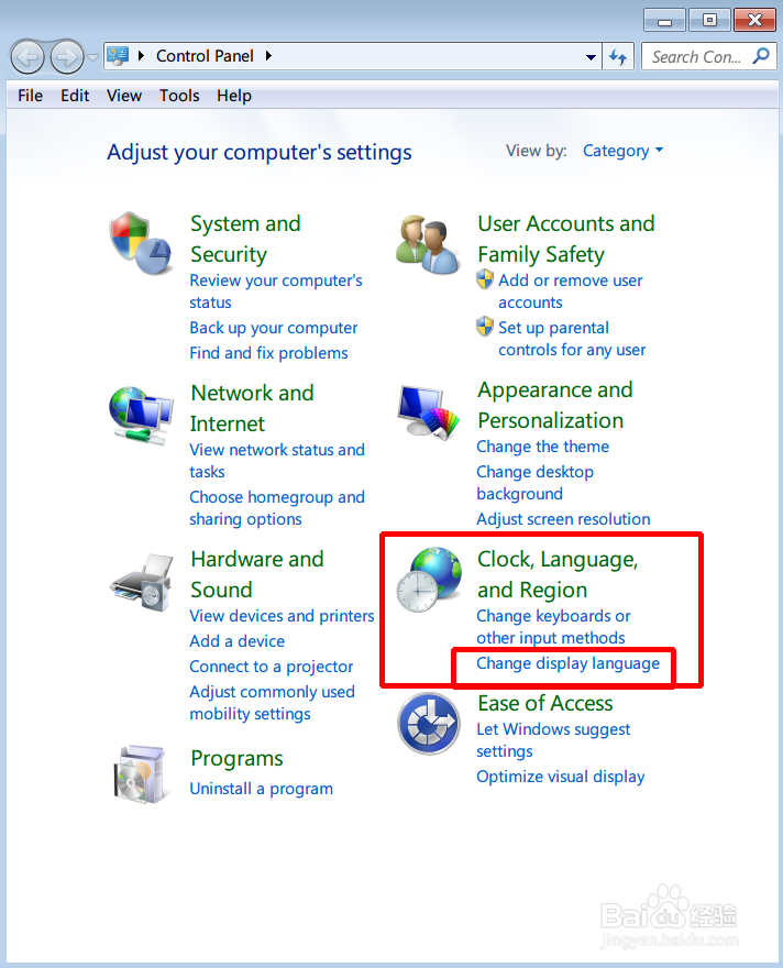 如何把 Windows7 显示语言从英文改为汉语