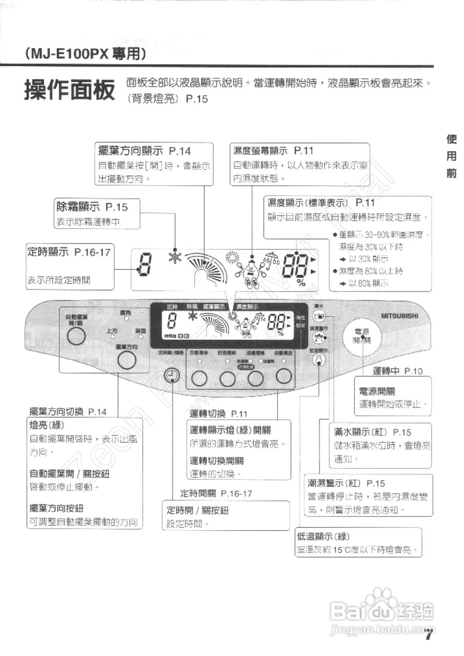 三菱MJ-E100PX,E160PX型除湿机使用说明书:[1]