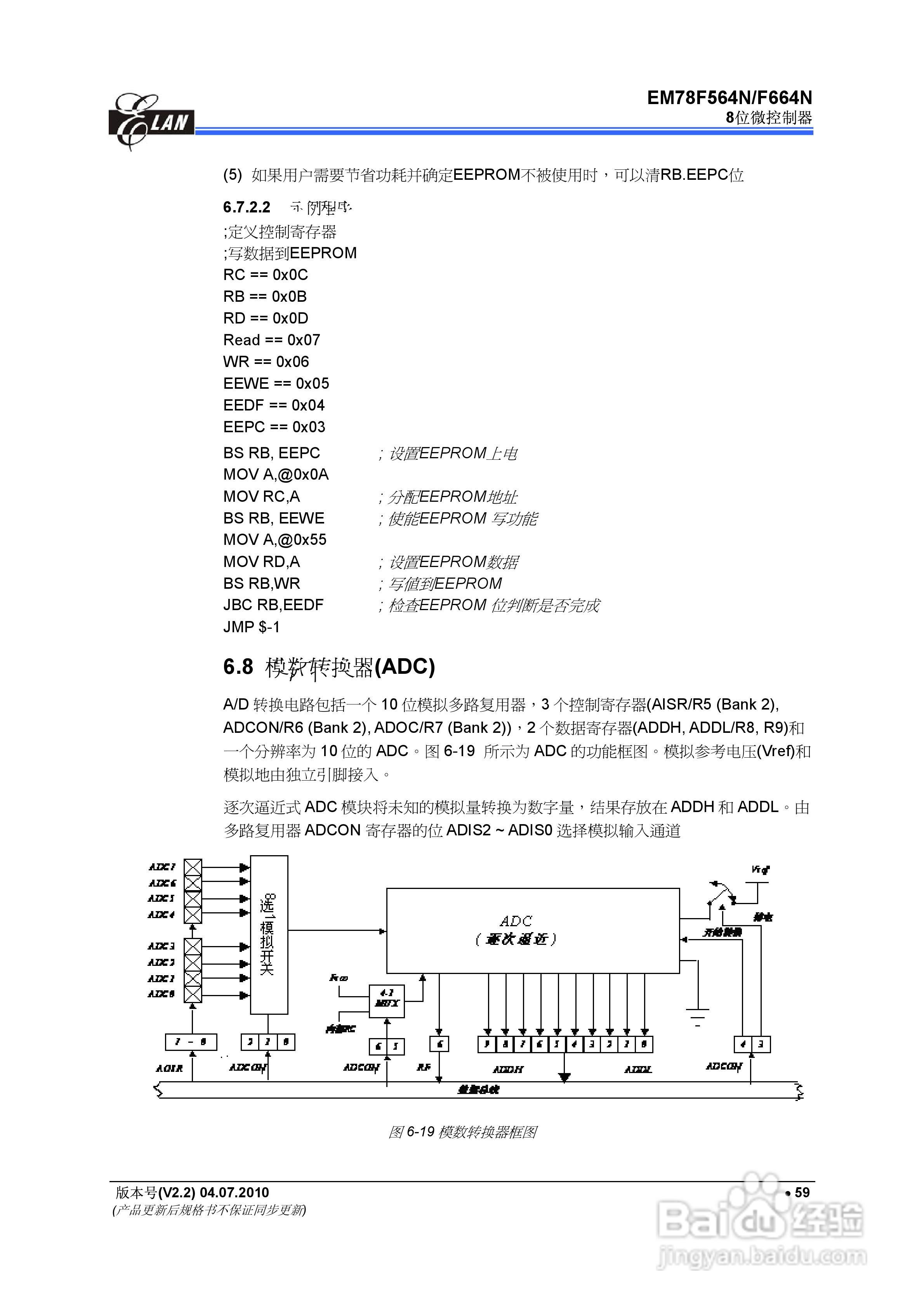 EM78F564N/F664N 8位微控制器说明书:[7]