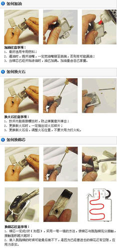 Zippo打火机怎样加油及更换棉芯、火石？