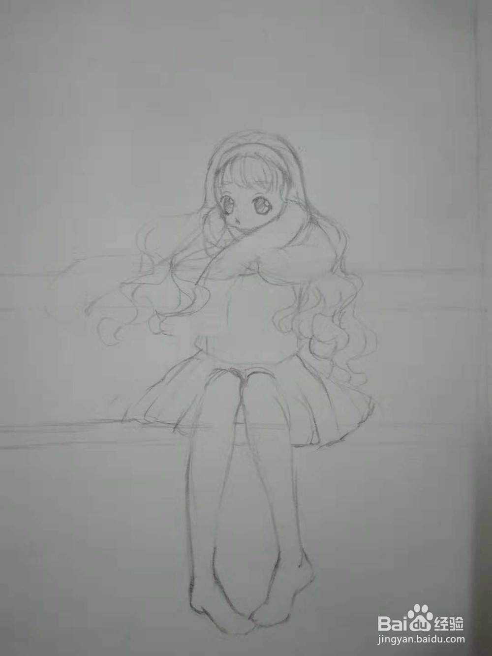 《趴在窗台上的少女》漫画人物手绘线稿教程