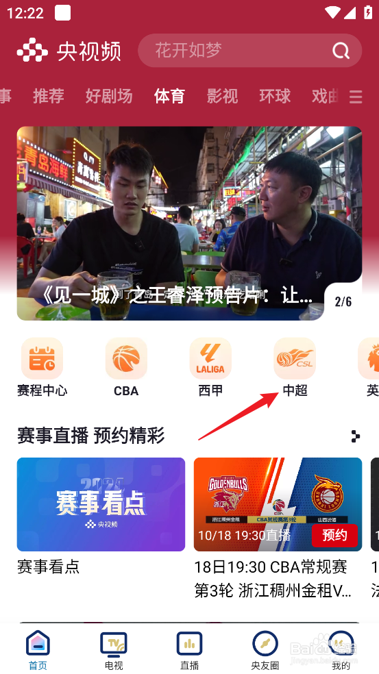 央视频如何观看2024中超山东泰山VS天津津门虎