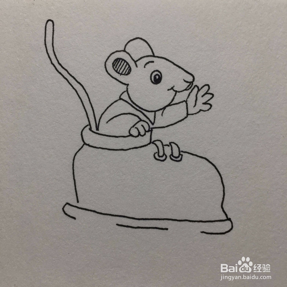 如何画一只玩溜冰鞋的小老鼠简笔画？