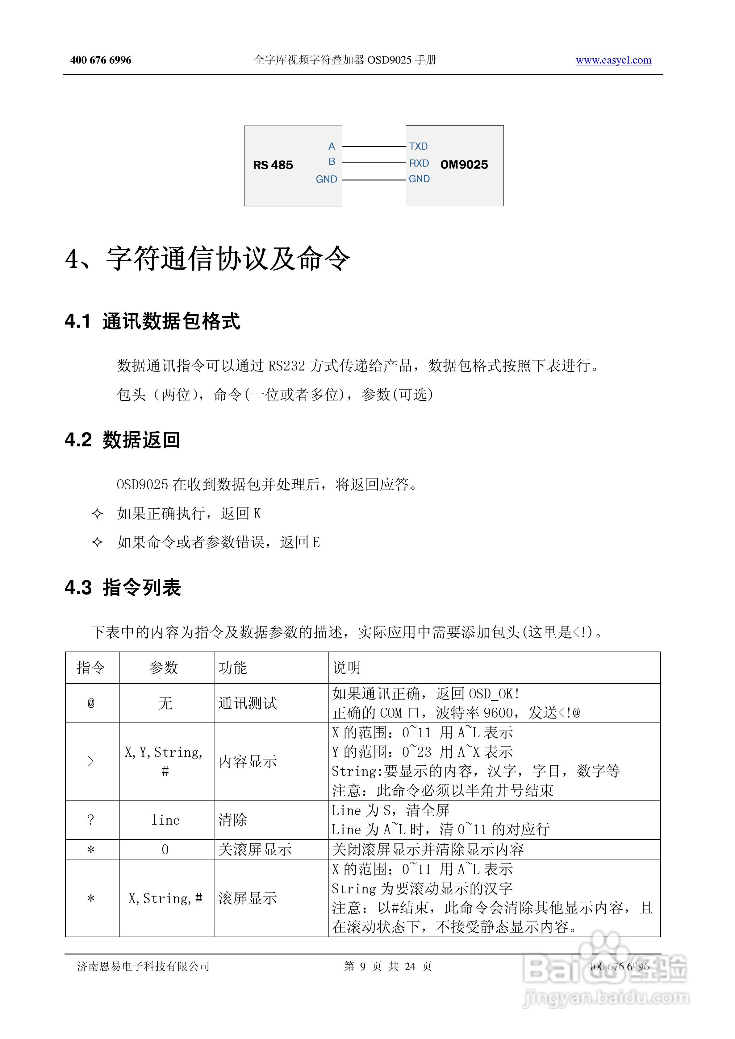 OSD9025全字库视频字符叠加器说明书:[1]