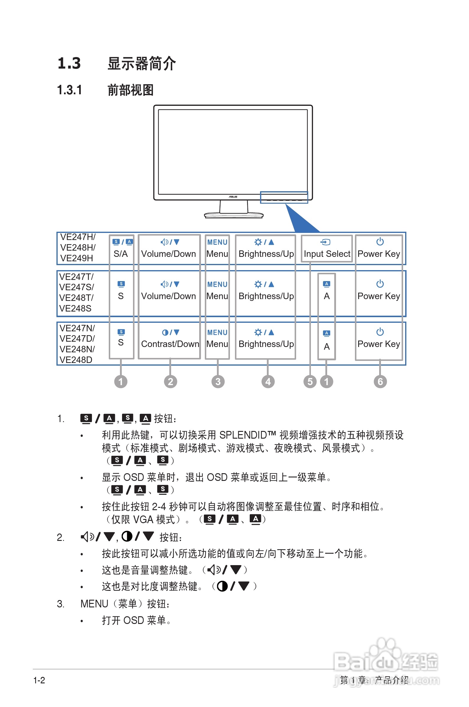 华硕VE249液晶显示器使用说明书:[1]