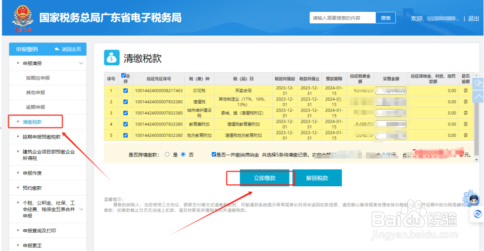 在电子税务局如何清缴税款