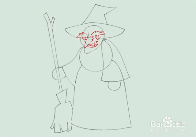 如何画一个卡通女巫