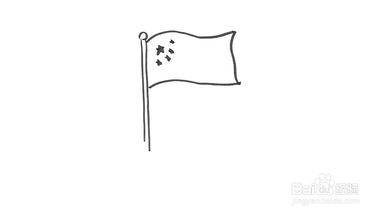 素描飘动的国旗图片