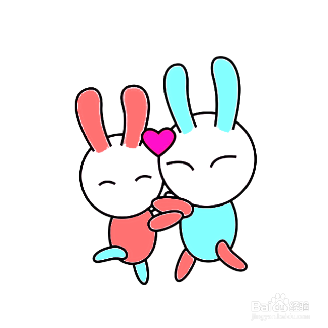 如何画玩耍的卡通兔子的简笔画?