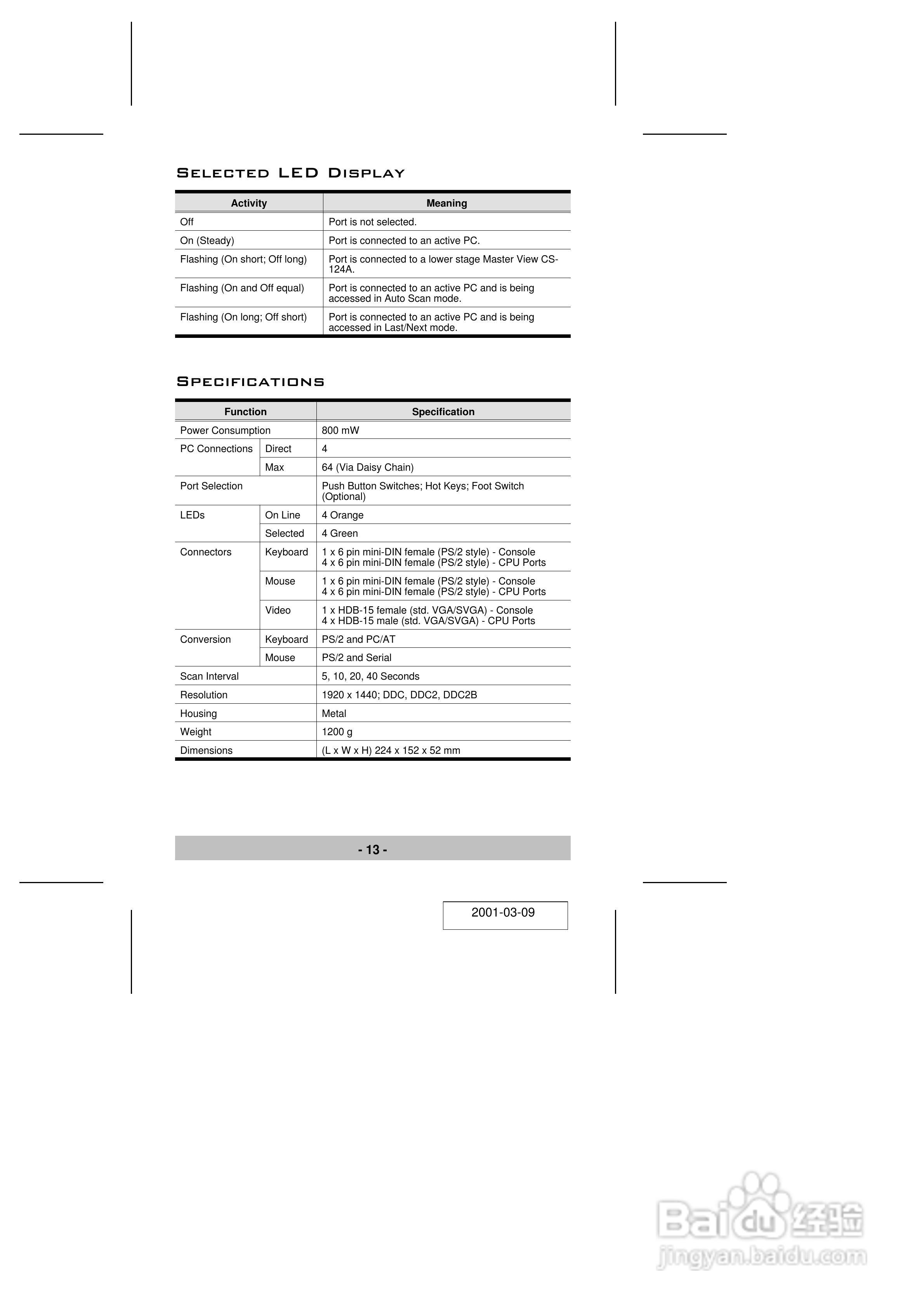 宏正CS124A型多电脑切换器说明书