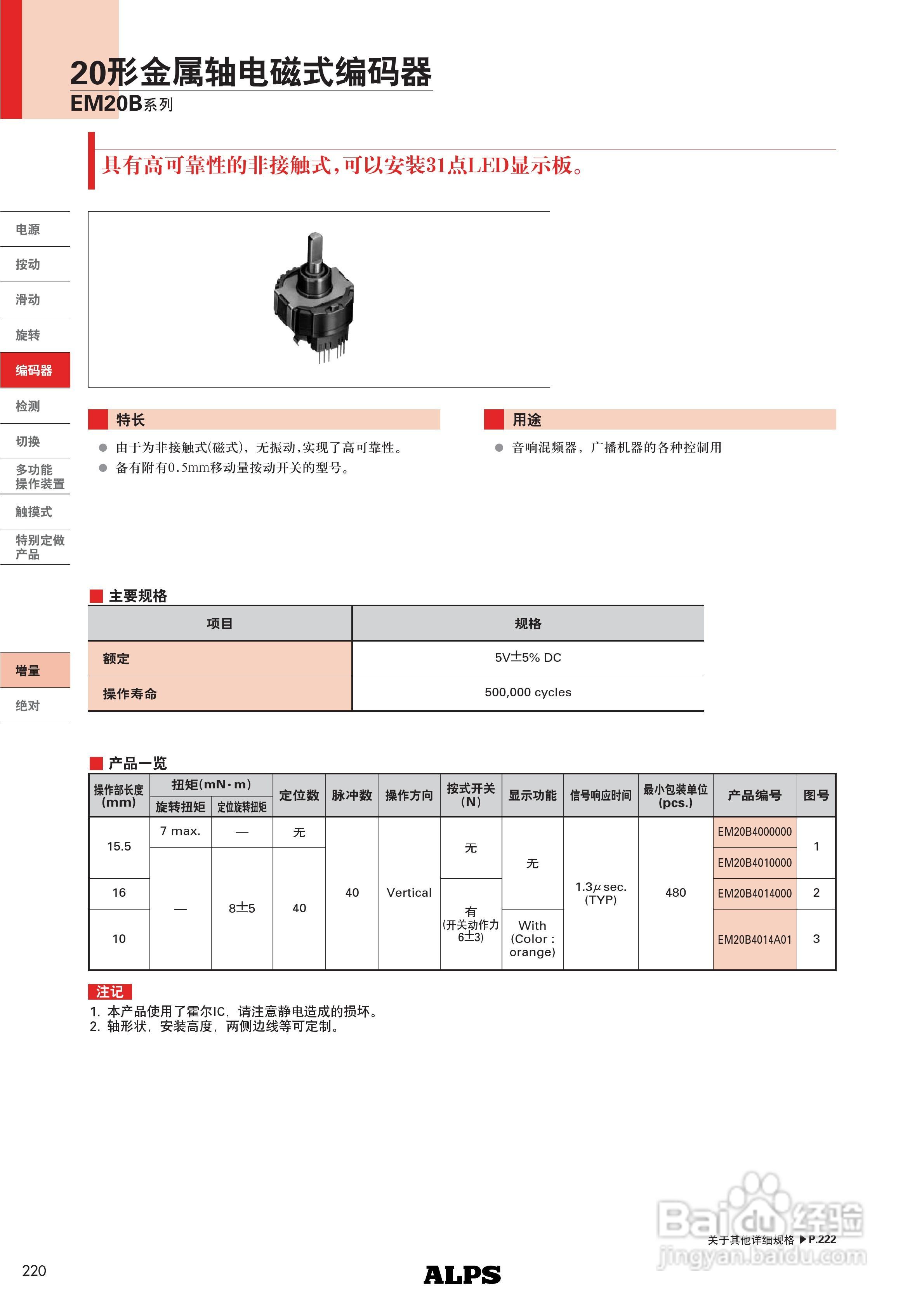 20形金属轴电磁式编码器EM20B系列说明书