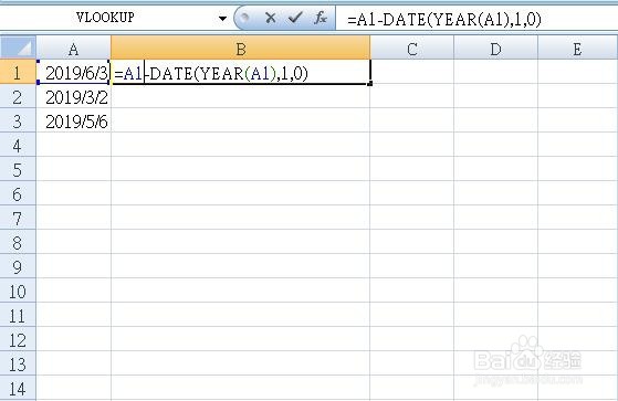 excel计算指定日期是一年第几天或一年还剩几天