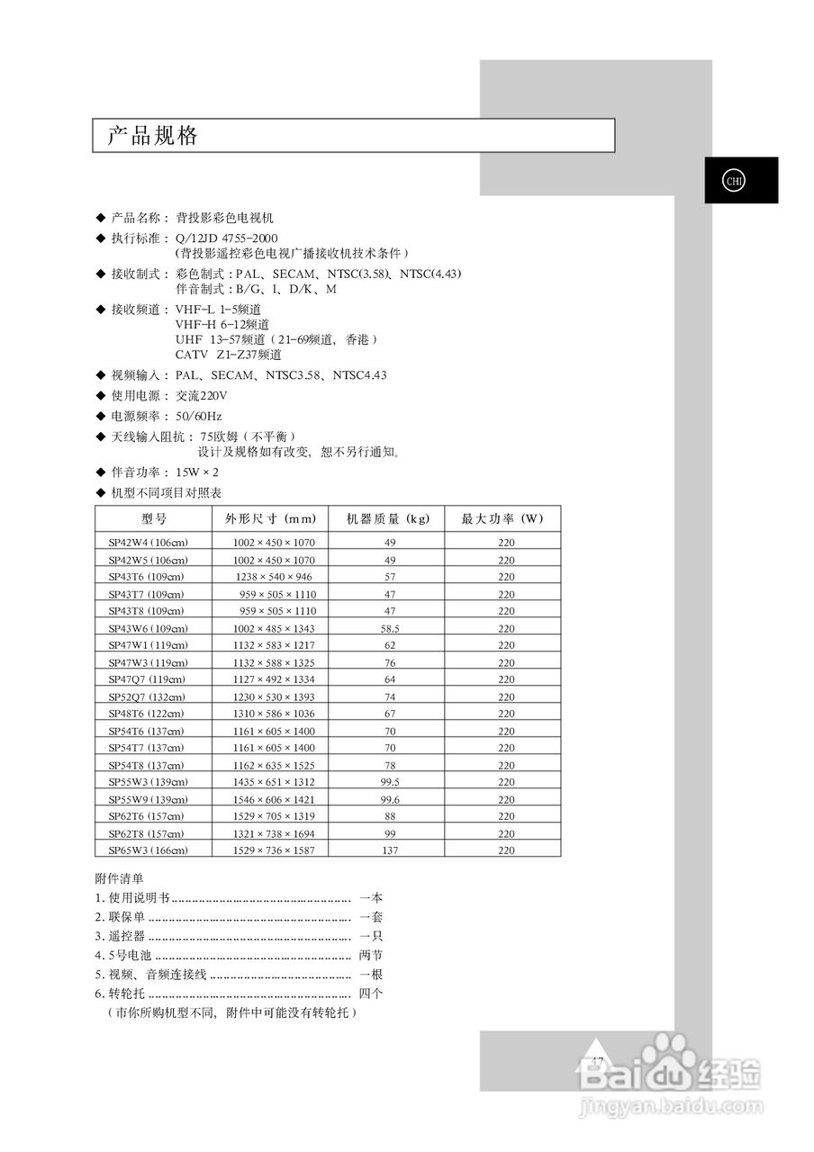 三星SP-54T8HC彩电使用说明书:[5]
