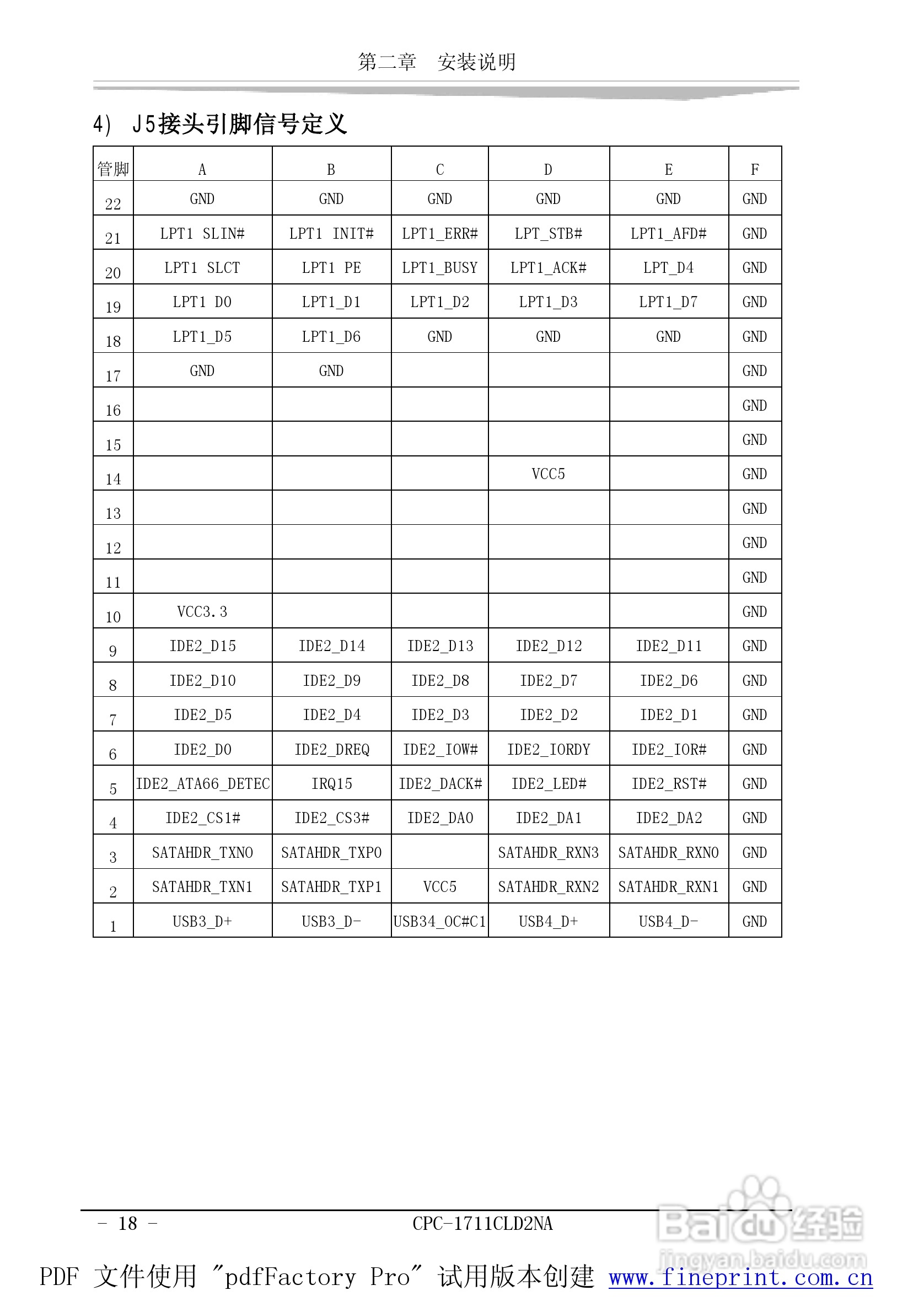 研祥CPC-1711CLD2NA工业级CPU板卡说明书:[3]