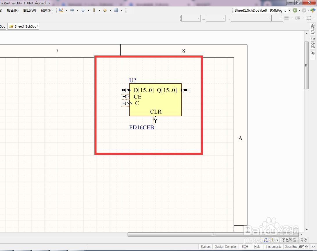 如何在AD中放异步清除使能总线16位D型触发器？