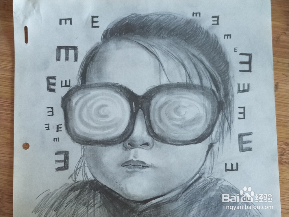 怎么画关于预防近视的素描画