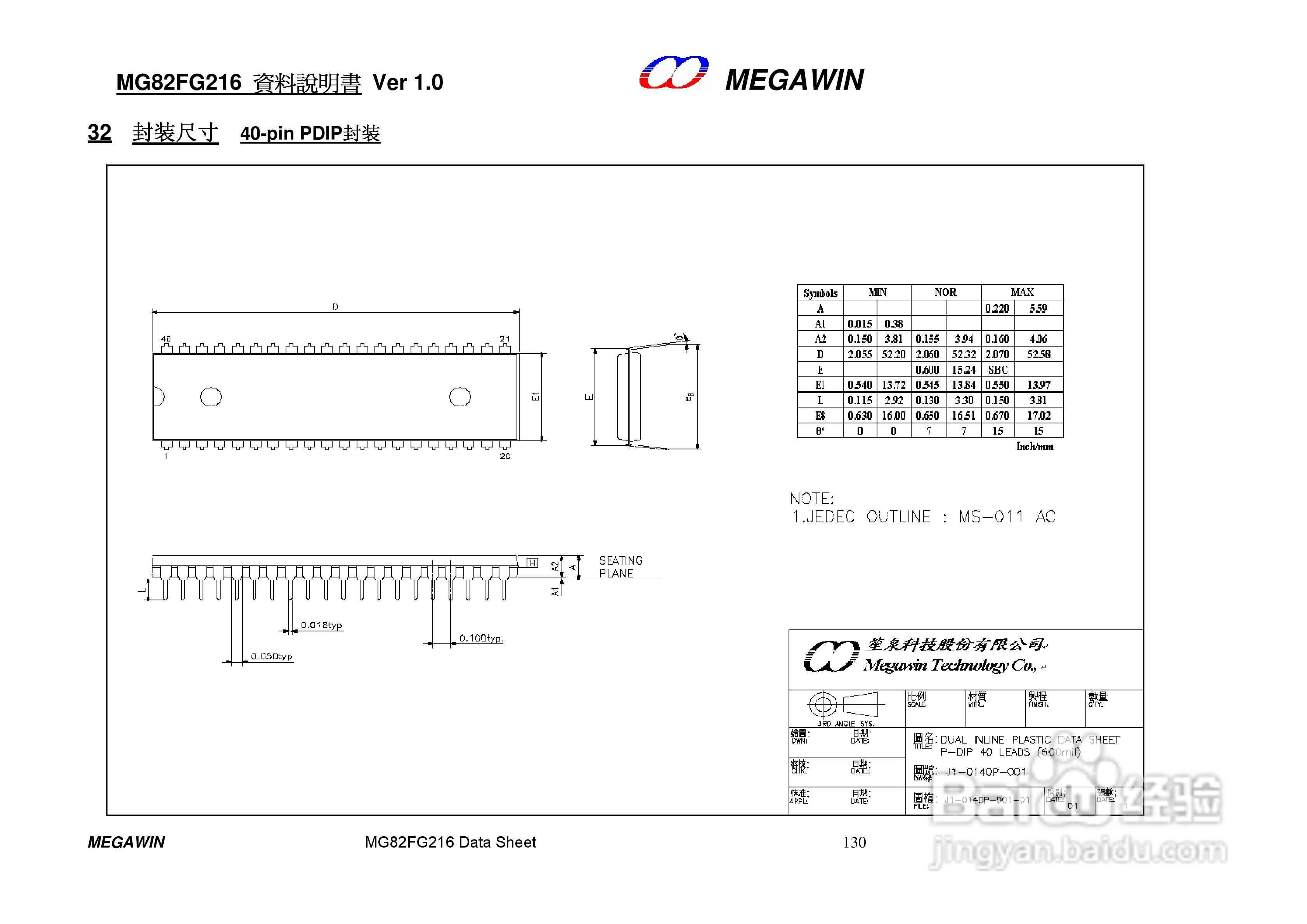 MEGAWIN MG82FG216 8 位微处理器用户手册:[13]
