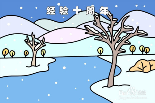 漂亮的冬天雪景儿童卡通画怎么画