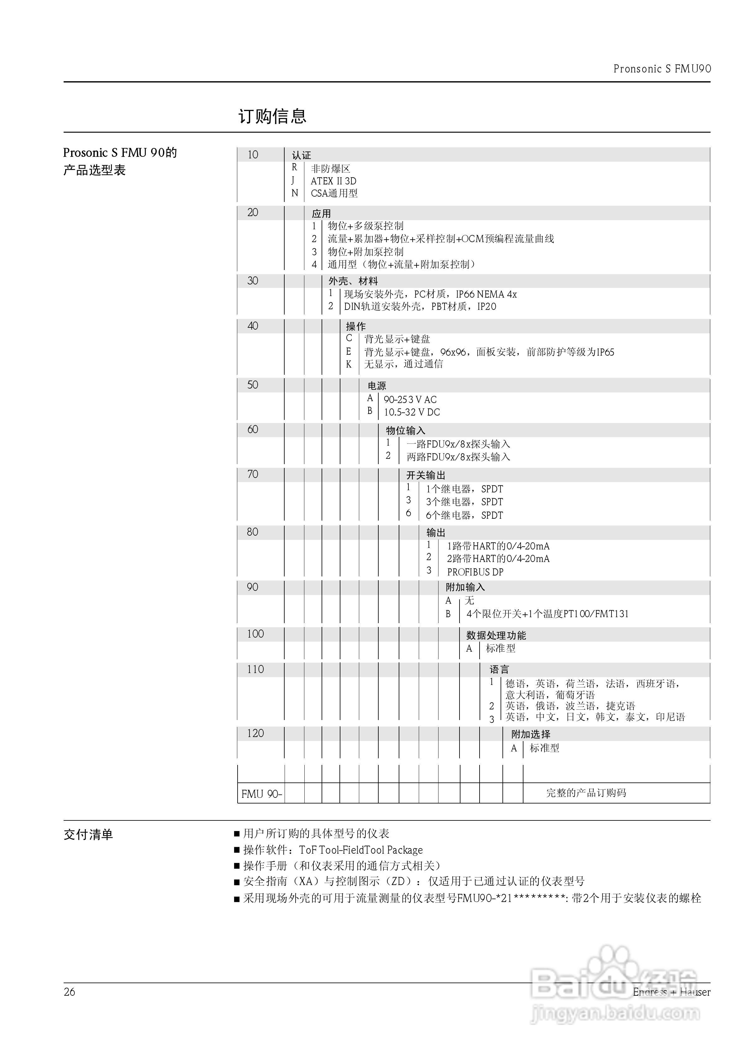 ENDRESS HAUSER 超声波测量仪Prosonic S FMU90说明书:[3]