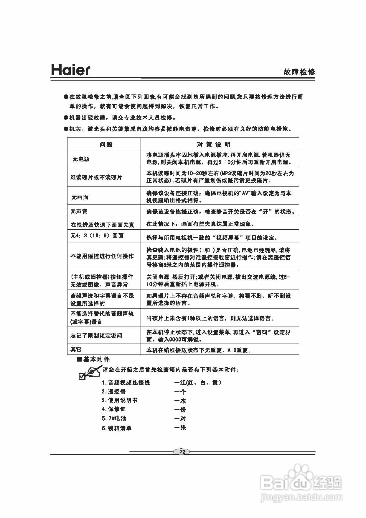 海尔DVD-S3853B影碟机使用说明书:[2]