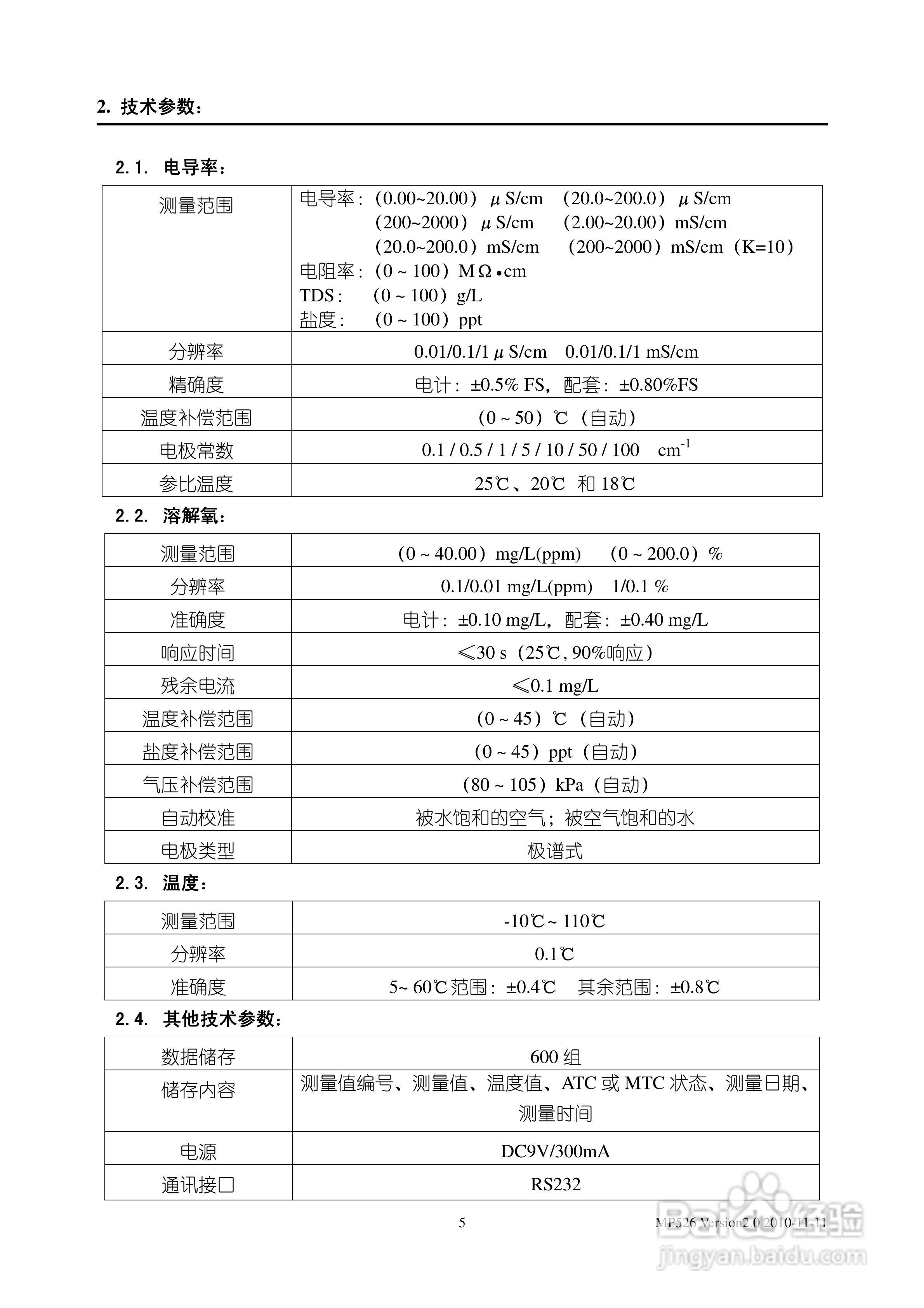 上海三信MP526 型电导率/溶解氧测量仪使用说明书:[1]
