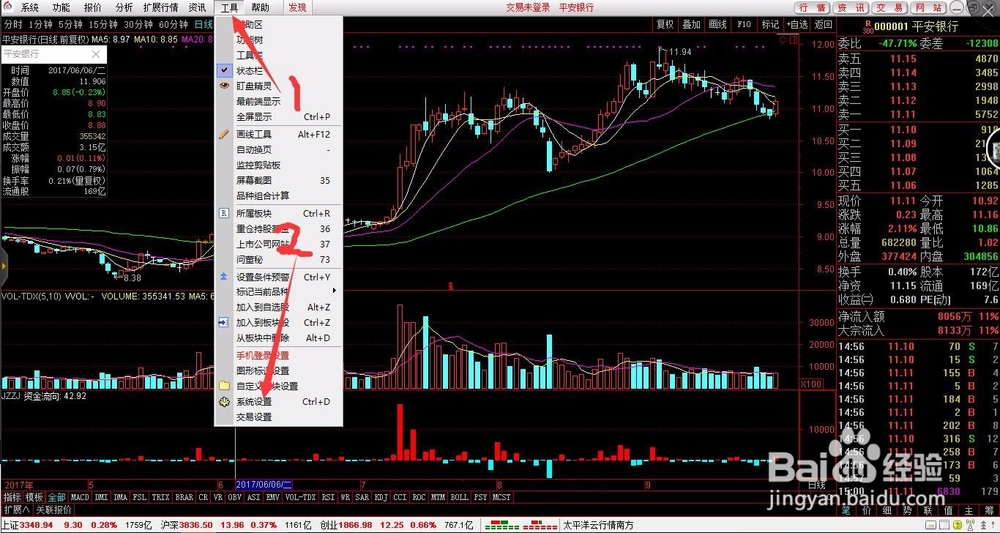 通达信板面上如何显示资金流向