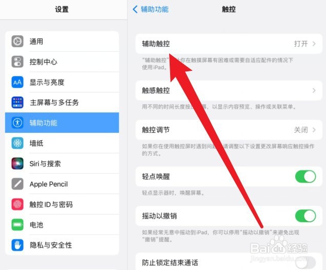 ipad主屏幕按钮怎么调出来