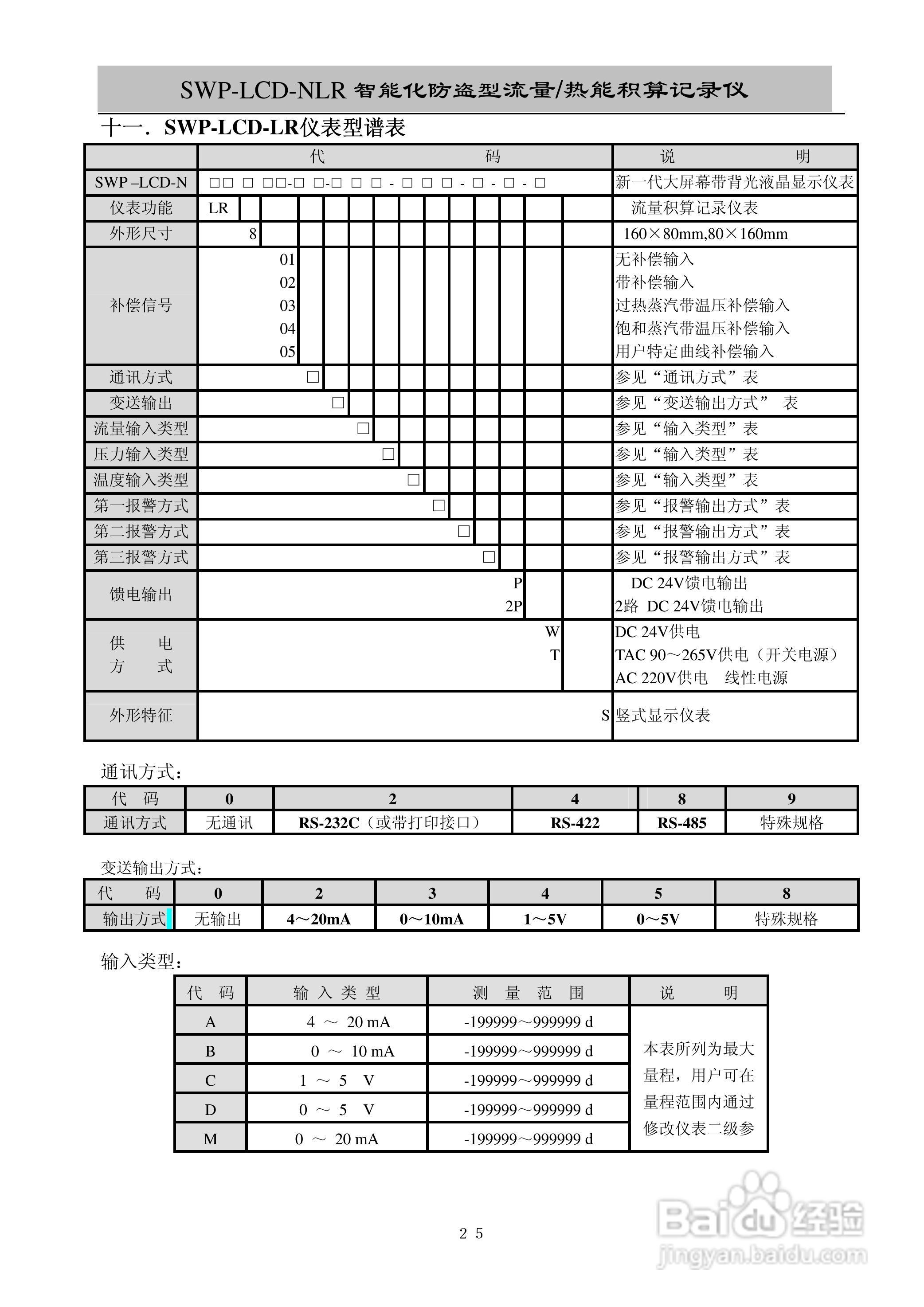 昌晖SWP-LCD-NLR智能化防盗型流量/热能积算仪说明书:[3]