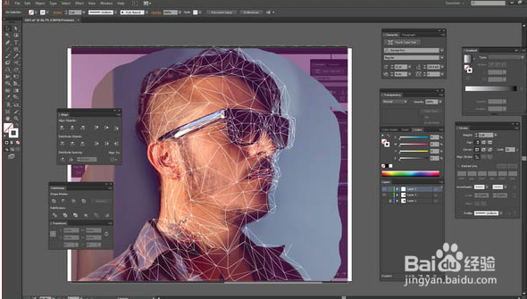 PS与AI结合把人物转为低多边形肖像