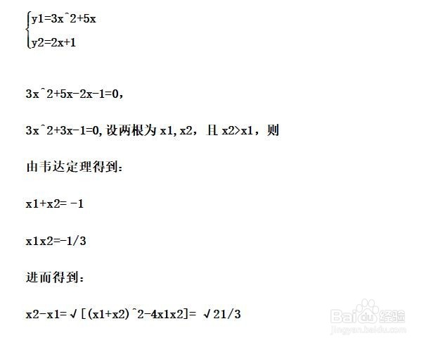 如何计算y=3x^2+5x与y=ax+1围成的面积
